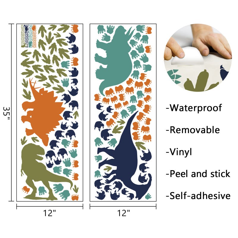Mfault Dinosaur Footprints Wall Decals Stickers  Boys Dino Feet Tracks Paw Prints Nursery Decorations Baby Bedroom Playroom Art  Watercolor Animal Toddler Kids Room Decor Gift - Image 2